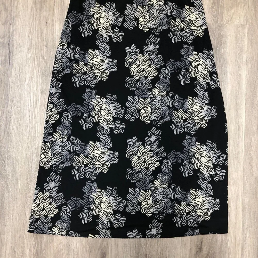 JCrew Women's Size 10 Midi Dress Halter Top Tie Asian Inspired Floral Black LBD